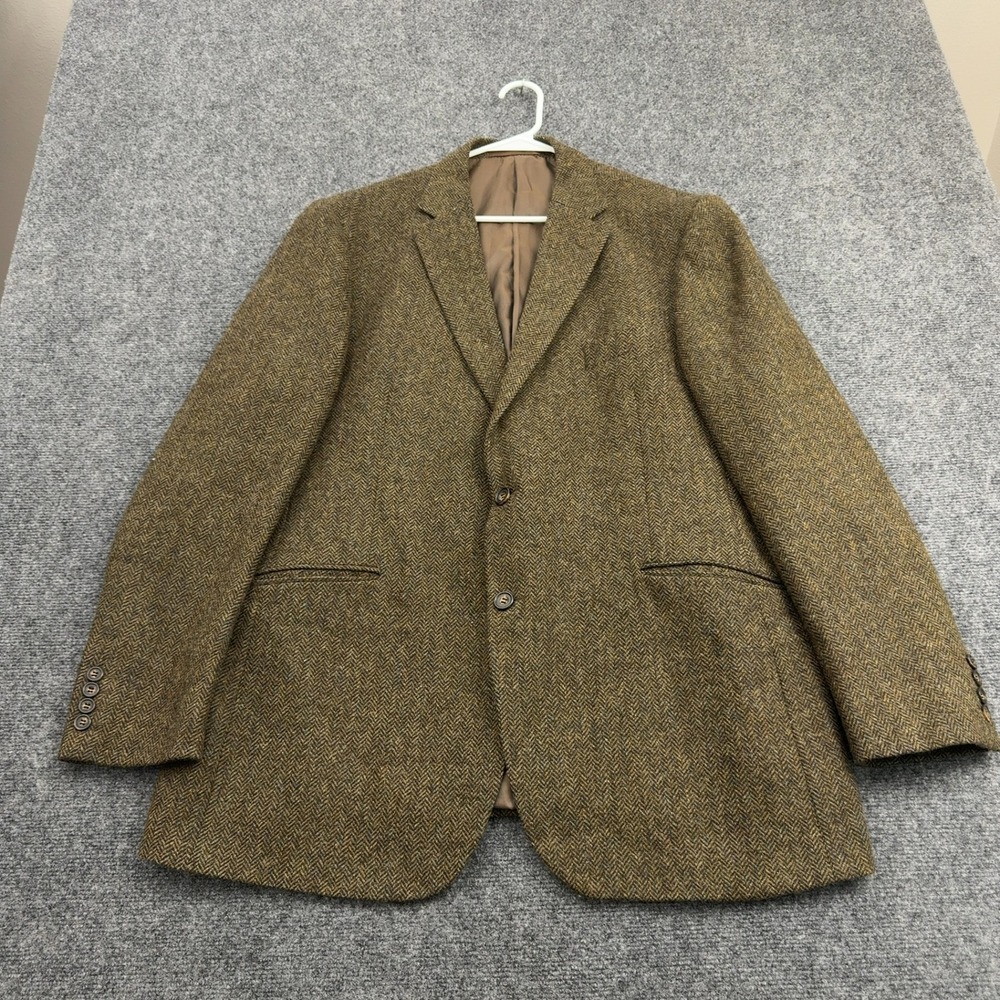 Tailorbyrd Blazer Mens 46L Brown Wool Herringbone Moon Fabric Sport Coat Classic